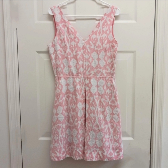 Gap Fit and Flare Dress Linen Mini Pleat Romantic Coquette Cottagecore Pink Sz 8 - Picture 1 of 16